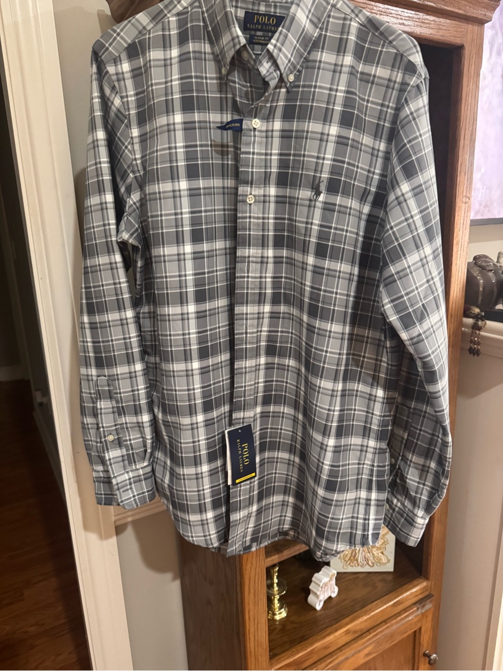 Polo by Ralph Lauren Gray and White Plaid Button-Down Shirt